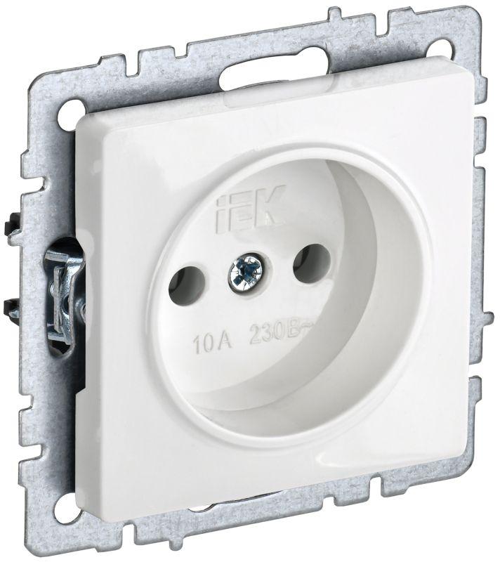 Розетка BRITE РС10-1-0-БрБ 10А без заземл. без защ. шторок механизм бел. IEK BR-R10-10-K01
