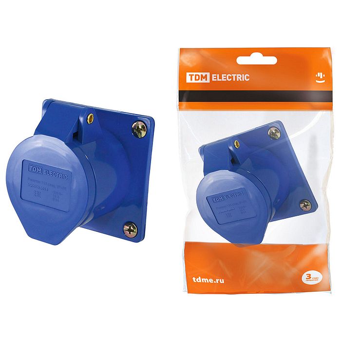 Розетка 423 скрытая 2Р+РЕ 32А 220В IP44 TDM